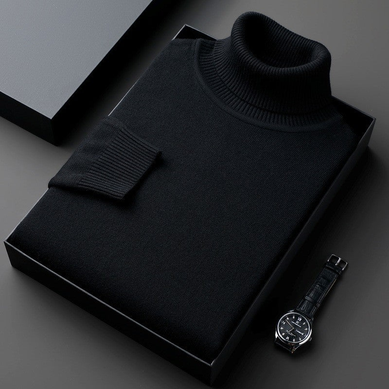 Men's thick pullover with a high collar